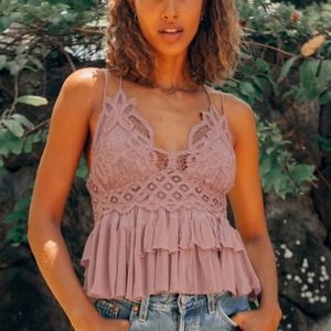 Free people extra small mauve lace blouse